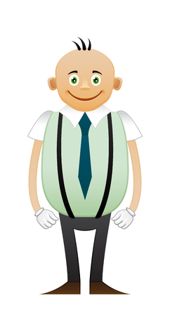 Bald happy accountant standing on white backgroundのイラスト素材