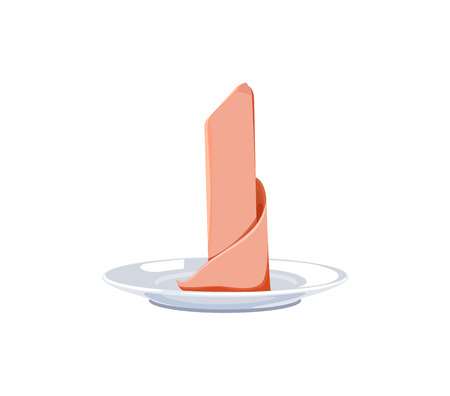 napkin on a plate on a white backgroundのイラスト素材