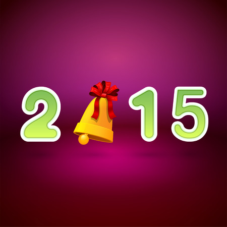 Christmas purple background with a golden bellのイラスト素材