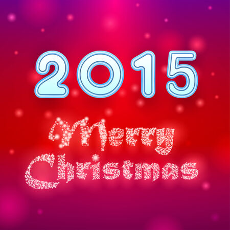 Snowy Merry Christmas on red backgroundのイラスト素材