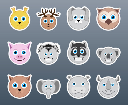 Set of funny and very beautiful smiles in the form of animalsのイラスト素材