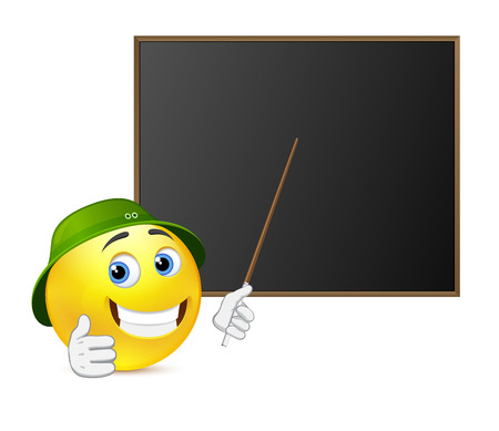 Funny teacher around blackboardのイラスト素材