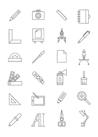 Work design icon set black and whiteのイラスト素材