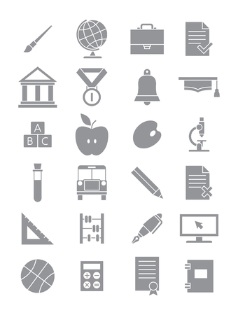 Set of 24 grey school iconsのイラスト素材