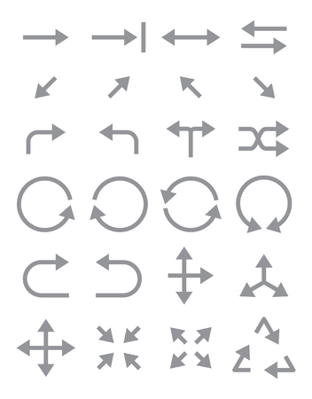 Set of 24 grey arrows iconsのイラスト素材