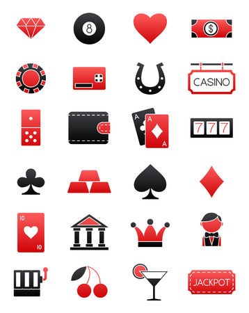 Set of 24 games of chance black-red vector iconsのイラスト素材