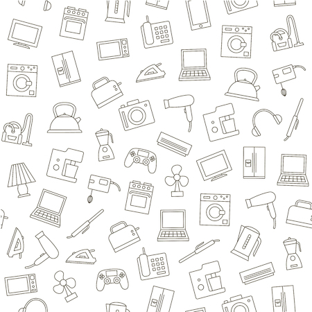 Set of Electronics pattern black iconsのイラスト素材