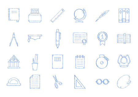 School icons set handmade styleのイラスト素材