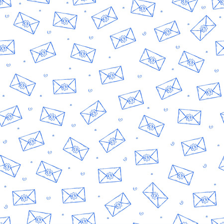 Mail icons pattern handmade styleのイラスト素材