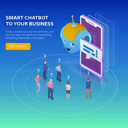 Chatbot And Future Marketing Concept Flat 3d Isometric Design