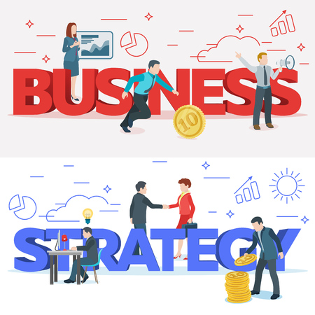 Startup work moments. Business process and project management. The presentation, search for investor, promotion. The woman at the blackboard with infographics. Veter picture.のイラスト素材