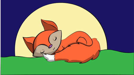 vector illustration of a sleeping foxのイラスト素材