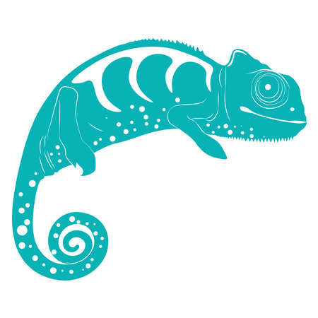 chameleon green tattoo, mascot. Vector illustrationのイラスト素材