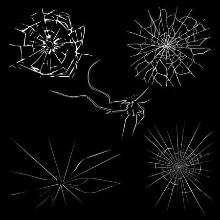 cracked glass on a dark backgroundのイラスト素材