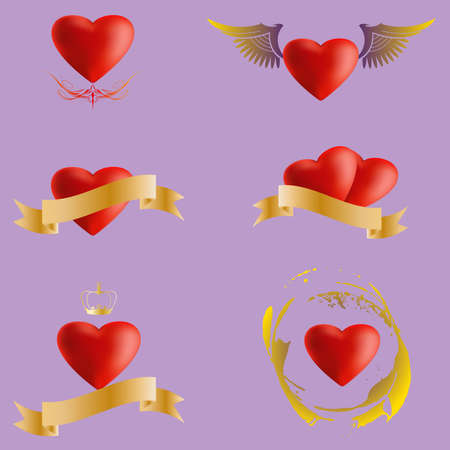 set of hearts for valentine's day vectorのイラスト素材