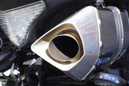 Close up shot of a motorcycle exhaust pipesの写真素材