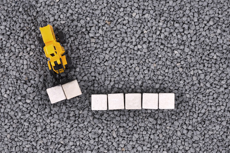 working machine moving stone blocksの写真素材