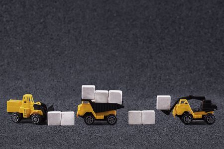 working machine moving stone blocksの写真素材