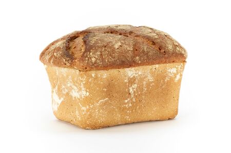 Traditional rustic wheat bread on a white background, studio photoの写真素材