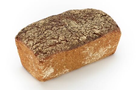 Traditional rural Graham bread, whole, on white background, studio photographyの写真素材