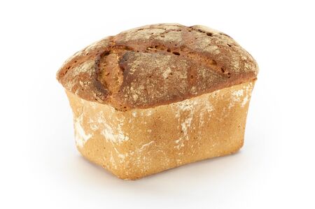 Traditional rural rye bread, whole on a white background, studio photoの写真素材