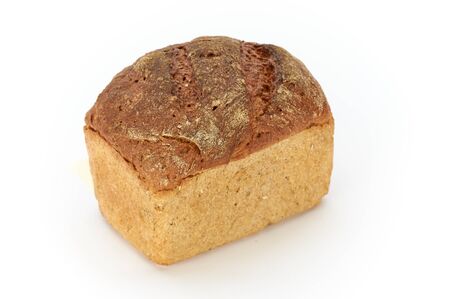 Traditional rural rye bread, whole on a white background, studio photoの写真素材