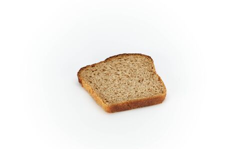 a slice of rye bread on a white background, studio photo