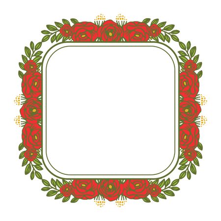 illustration red rose frame flower   isolated white backgroundのイラスト素材