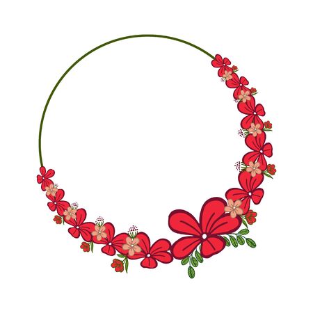 illustration red wreath frameのイラスト素材