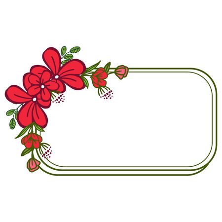 illustration  red flower frame on white backgroundのイラスト素材