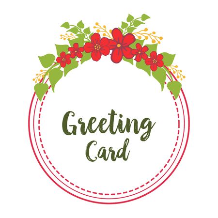 illustration decoration red flower frame  with lettering of greeting cardのイラスト素材