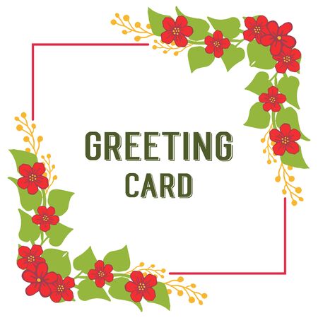illustration  of leaf floral frame with lettering of greeting cardのイラスト素材