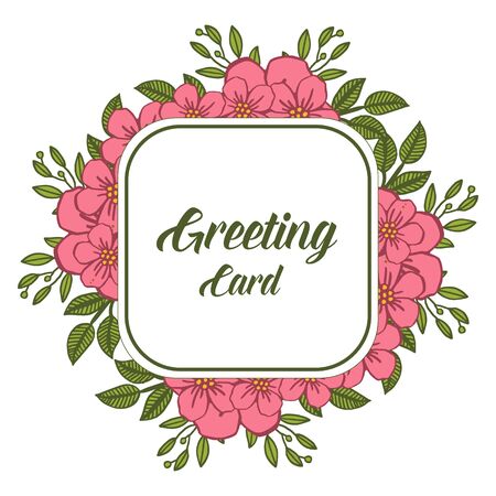 illustration  of greeting card with pink wreath frameのイラスト素材