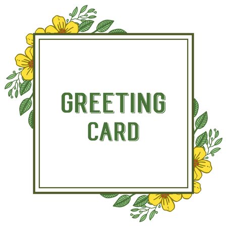 illustration yellow flower frame with lettering of greeting cardのイラスト素材