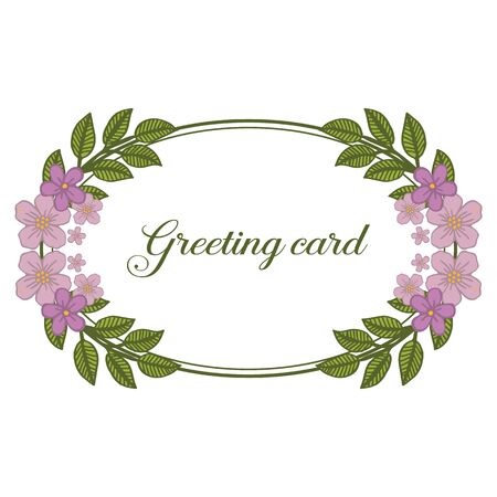 illustration greeting card with purple flower frameのイラスト素材