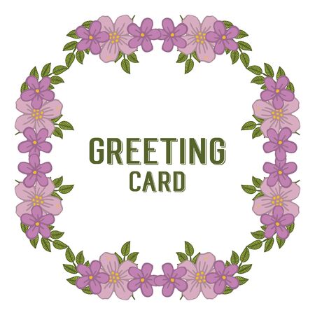 illustration greeting card with purple flower frameのイラスト素材