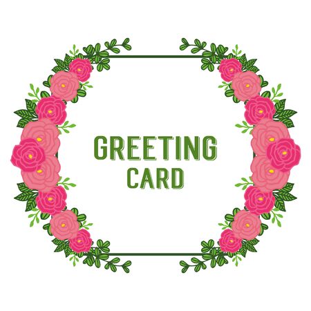 illustration  of greeting card with  rose flower framesのイラスト素材