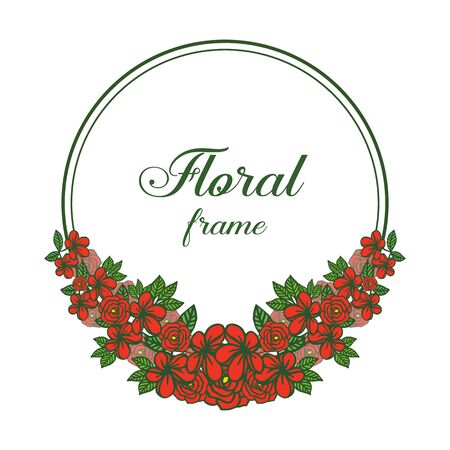 illustration   red floral frameのイラスト素材