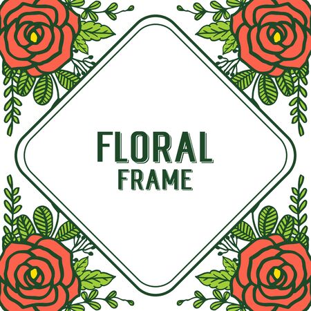 illustration orange rose floral frameのイラスト素材