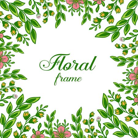 illustration   pink floral frame  with green foliageのイラスト素材