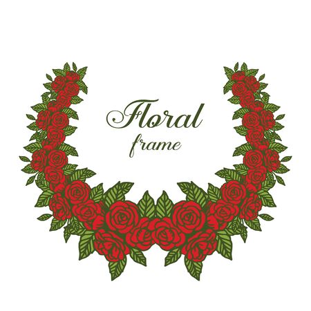 illustration red rose floral frameのイラスト素材