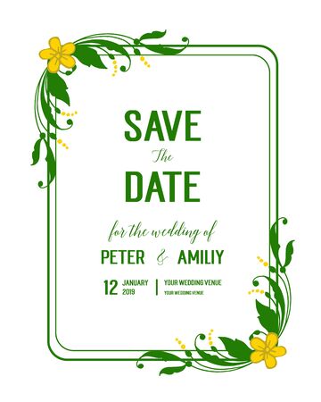 Floral themed wedding invitation template designのイラスト素材