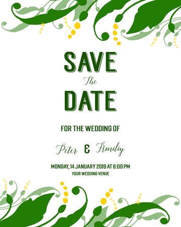 Floral themed wedding invitation template designのイラスト素材