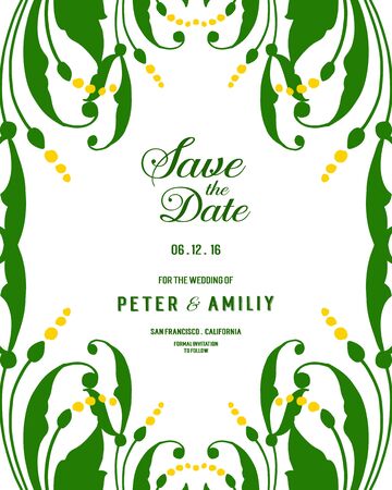 Floral themed wedding invitation template designのイラスト素材