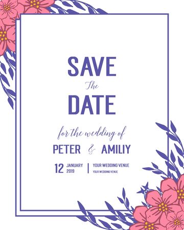 Floral themed wedding invitation template designのイラスト素材