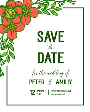 Floral themed wedding invitation template designのイラスト素材
