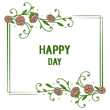 Illustration of Happy Day text with floral frameのイラスト素材