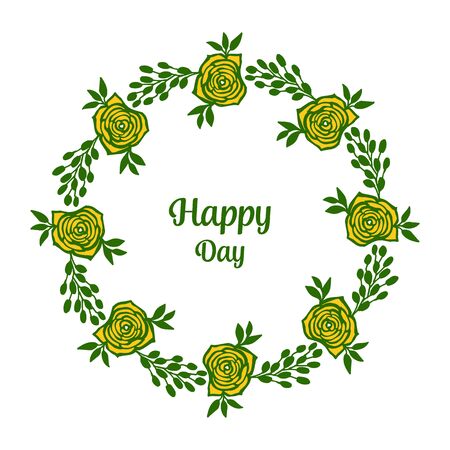 Illustration of Happy Day text with floral frameのイラスト素材