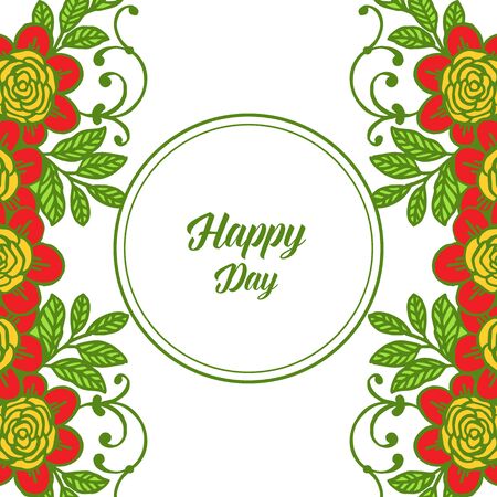 Illustration of Happy Day text with floral frameのイラスト素材