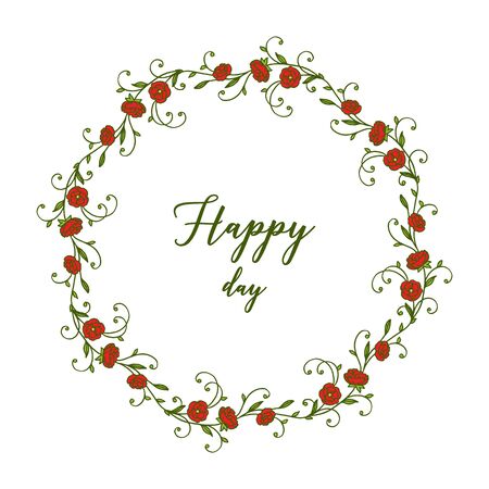 Illustration of Happy Day text with floral frameのイラスト素材